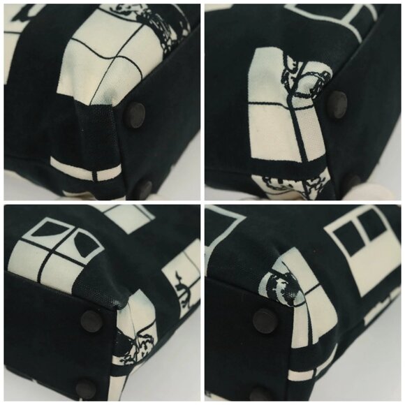 CHANEL windows Tote Bag Canvas Black White gold CC Auth - Picture 15 of 15